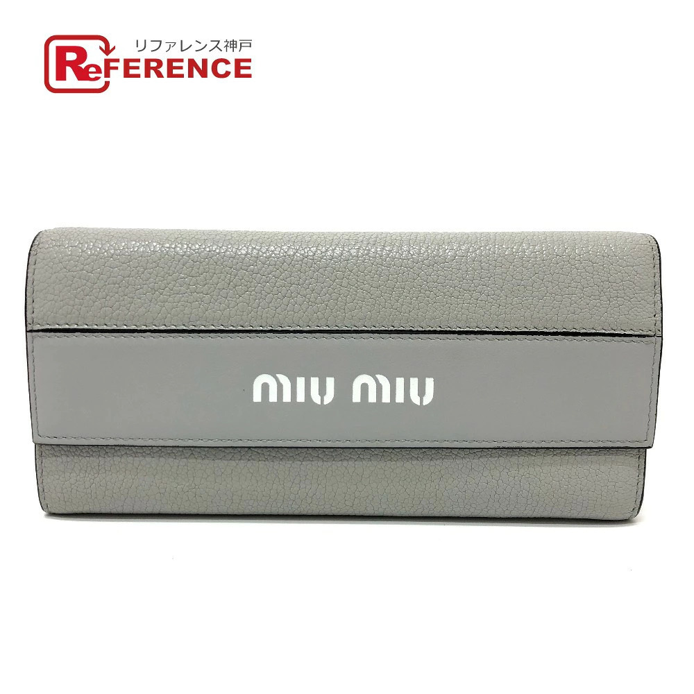 Miu Miu Wallet Bi fold Long Leather Gray